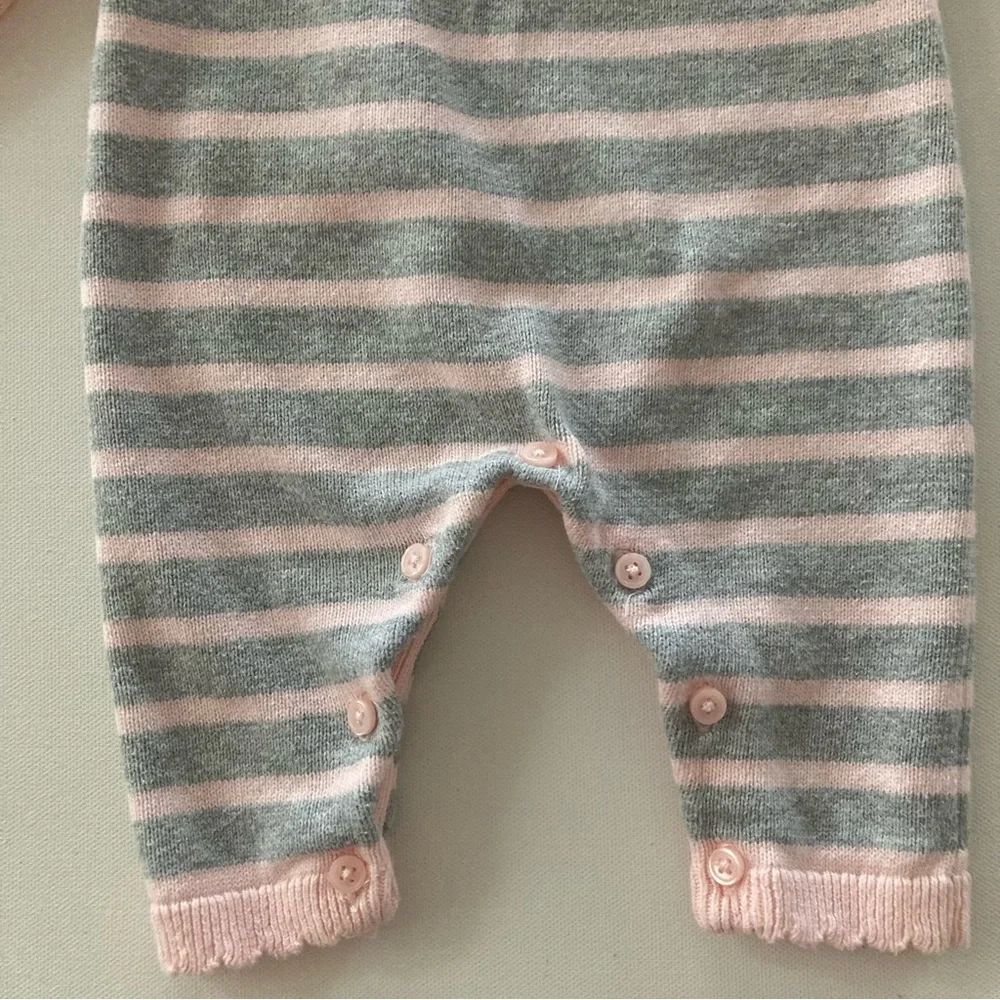 Gymboree Baby Girl 0-3 Months Pink Bunny Knit Romper